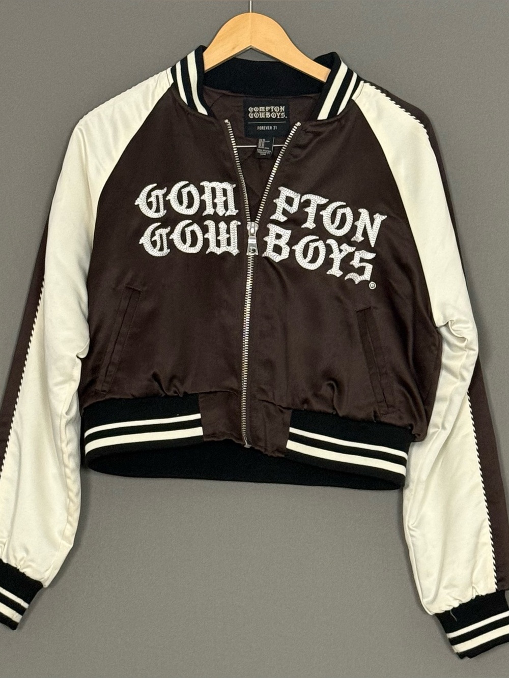 Forever 21 x Compton Cowboys Satin Varsity Jacket Western Streetwear XS